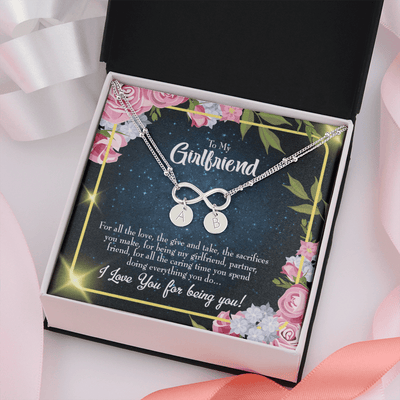 To My Girlfriend Being You Infinity Bracelet With Initial Charms - Infinity Bracelet
