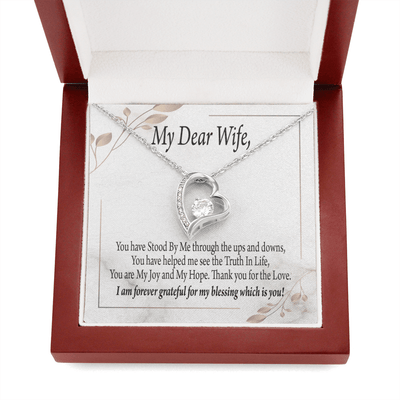 Gift To Wife My Dear Wife Forever Love Necklace Cz Heart Pendant Stainless Steel or 18k Gold - Forever Love Necklace Gift Idea For Woman