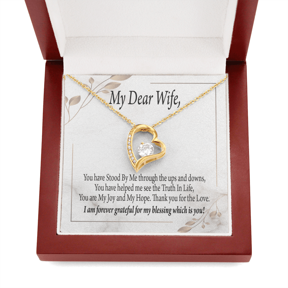 Gift To Wife My Dear Wife Forever Love Necklace Cz Heart Pendant Stainless Steel or 18k Gold - Forever Love Necklace Gift Idea For Woman
