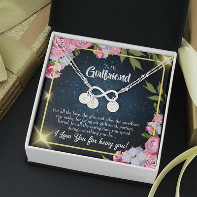 To My Girlfriend Being You Infinity Bracelet With Initial Charms - Infinity Bracelet