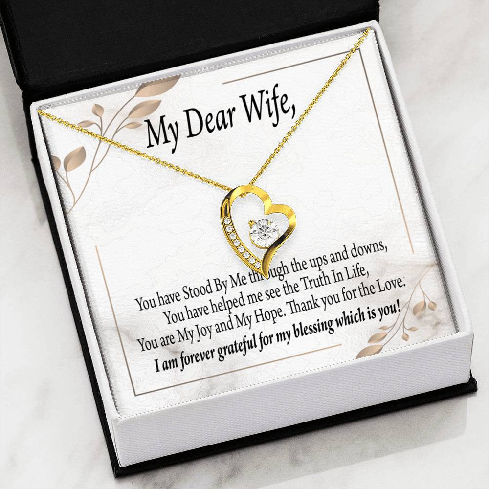 Gift To Wife My Dear Wife Forever Love Necklace Cz Heart Pendant Stainless Steel or 18k Gold - Forever Love Necklace Gift Idea For Woman