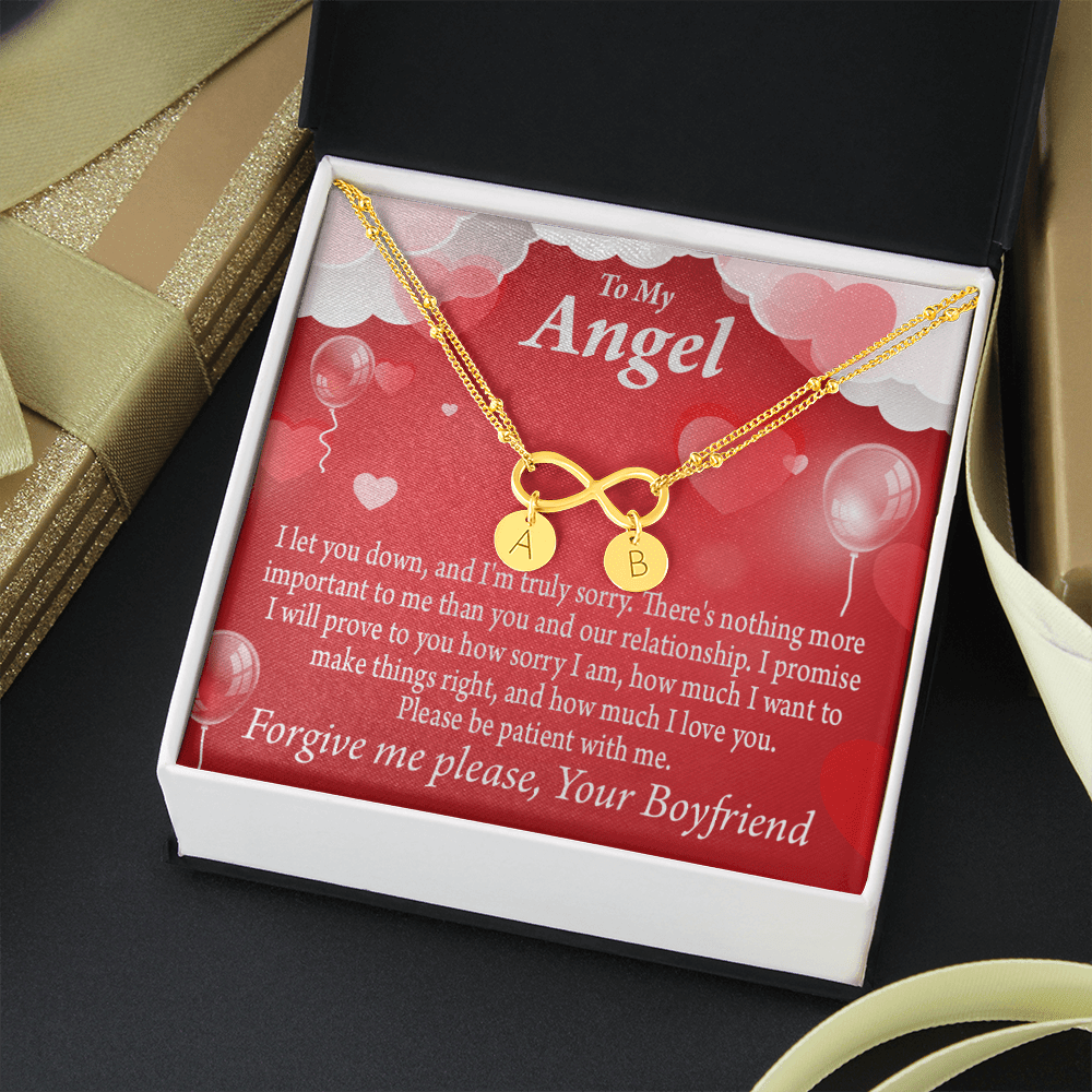 To My Girlfriend Forgive Me Infinity Bracelet With Initial Charms - Infinity Bracelet