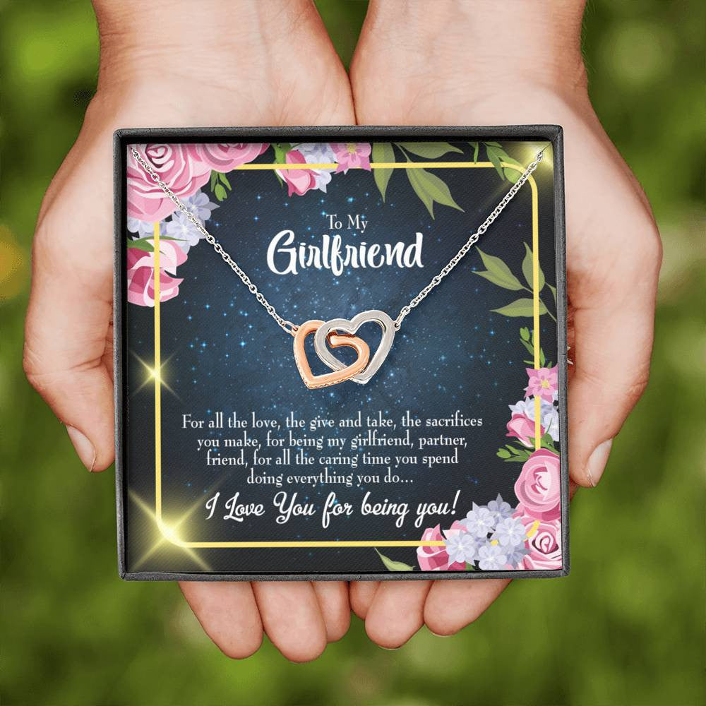 Future Wife Fiance Gift Girlfriend Inseparable Love Pendant 18k Rose Gold Finish 16� Engagement Wedding Gift - Interlocking Hearts Necklace
