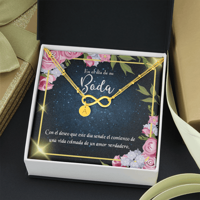 To My Wife En El D�a De Su Boda Infinity Bracelet With Initial Charms - Infinity Bracelet