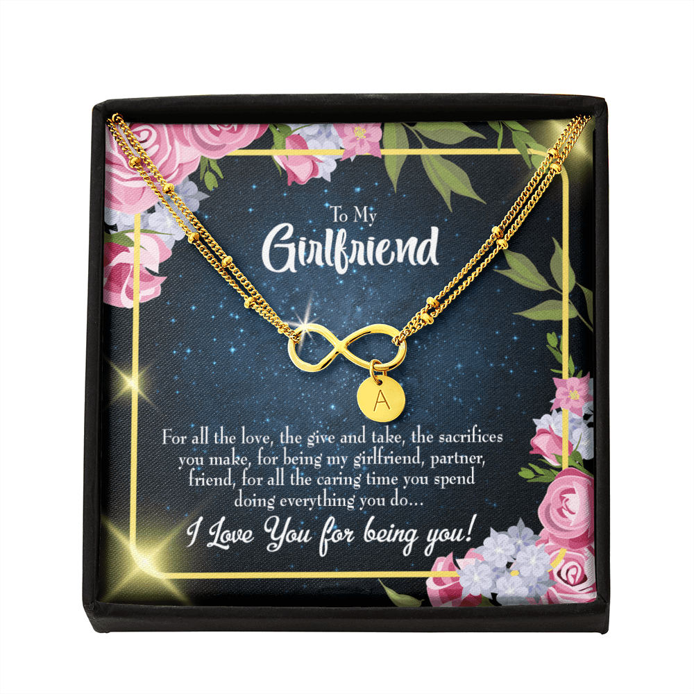 To My Girlfriend Being You Infinity Bracelet With Initial Charms - Infinity Bracelet