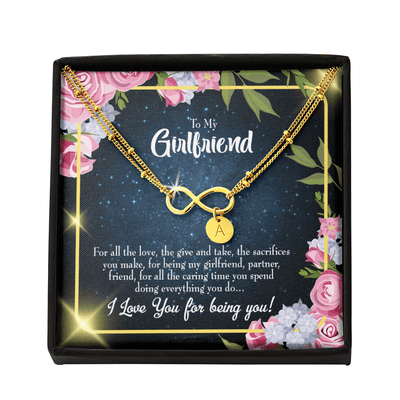 To My Girlfriend Being You Infinity Bracelet With Initial Charms - Infinity Bracelet