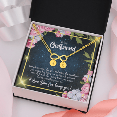 To My Girlfriend Being You Infinity Bracelet With Initial Charms - Infinity Bracelet