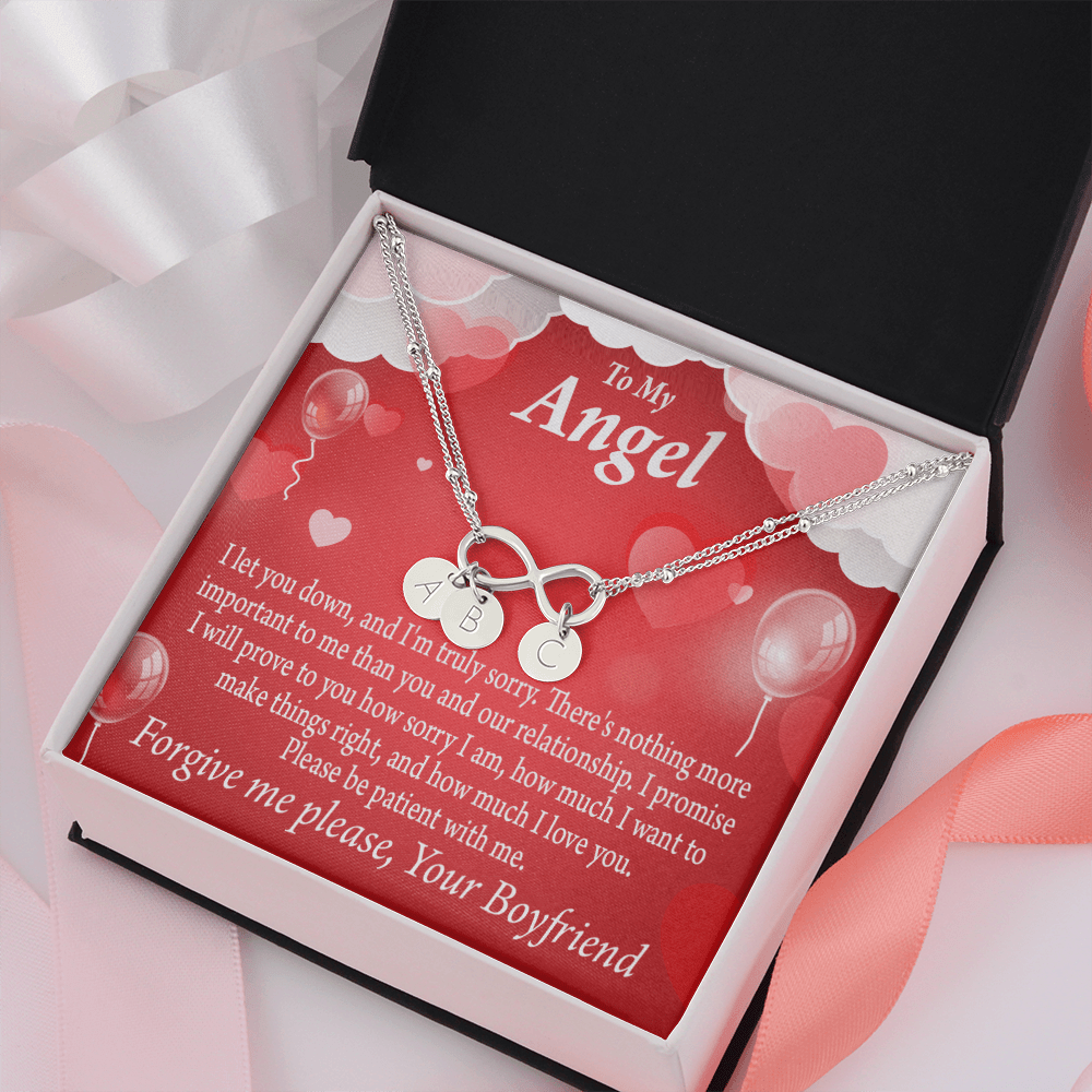 To My Girlfriend Forgive Me Infinity Bracelet With Initial Charms - Infinity Bracelet