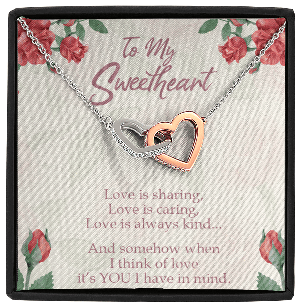 Gift To Wife Girlfriend Love Is You Inseparable Necklace 18k Rose Gold Finish 16� - Interlocking Hearts Necklace