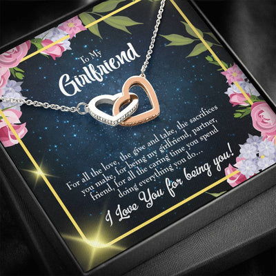 Future Wife Fiance Gift Girlfriend Inseparable Love Pendant 18k Rose Gold Finish 16� Engagement Wedding Gift - Interlocking Hearts Necklace