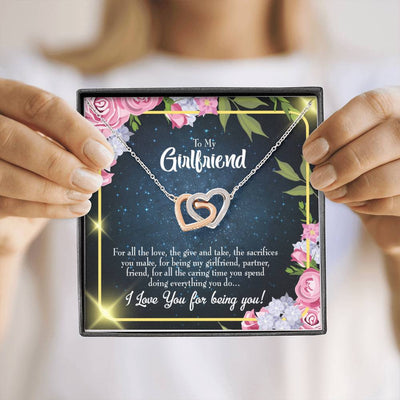 Future Wife Fiance Gift Girlfriend Inseparable Love Pendant 18k Rose Gold Finish 16� Engagement Wedding Gift - Interlocking Hearts Necklace