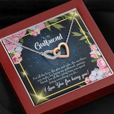 Future Wife Fiance Gift Girlfriend Inseparable Love Pendant 18k Rose Gold Finish 16� Engagement Wedding Gift - Interlocking Hearts Necklace