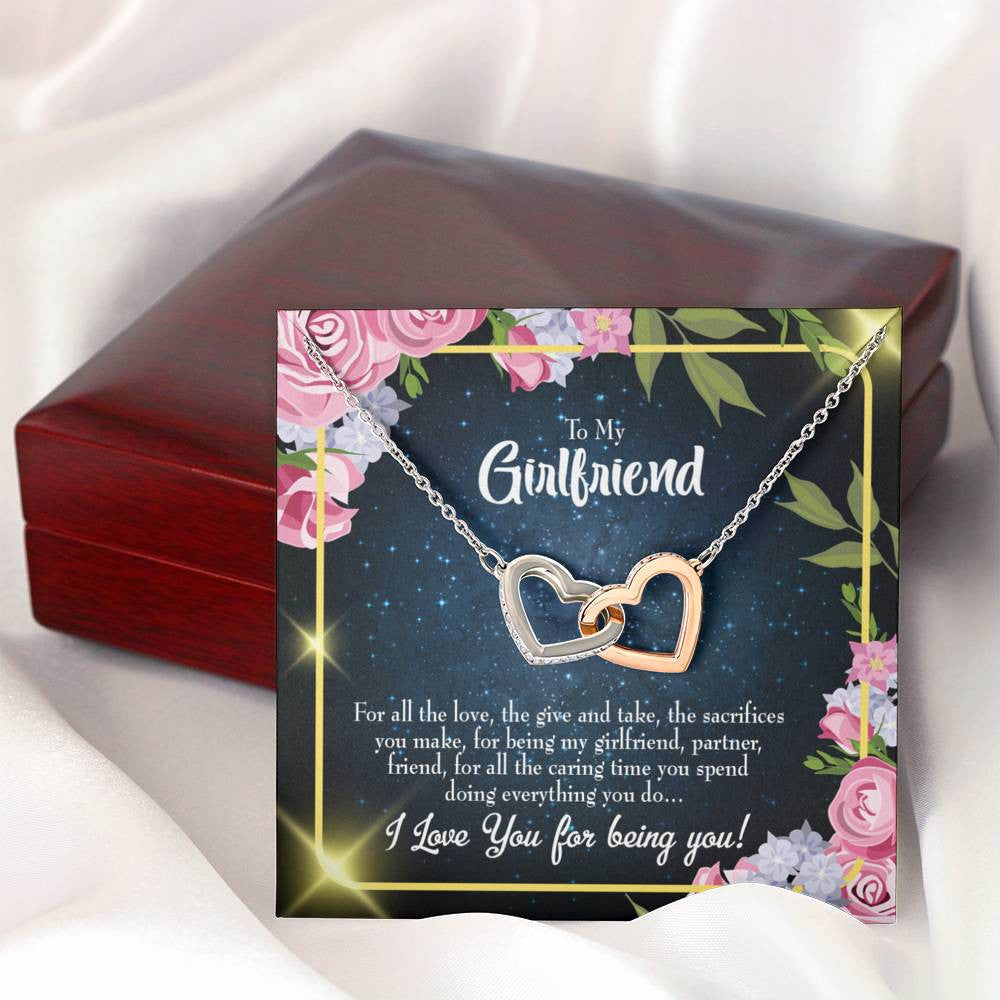 Future Wife Fiance Gift Girlfriend Inseparable Love Pendant 18k Rose Gold Finish 16� Engagement Wedding Gift - Interlocking Hearts Necklace