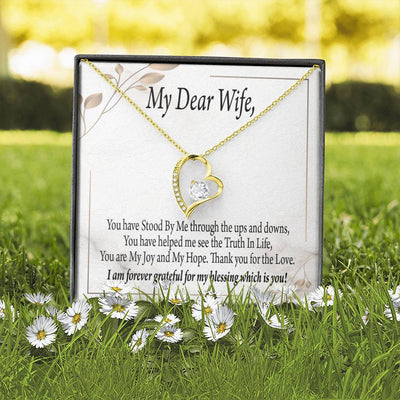 Gift To Wife My Dear Wife Forever Love Necklace Cz Heart Pendant Stainless Steel or 18k Gold - Forever Love Necklace Gift Idea For Woman