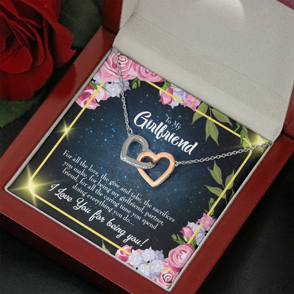 Future Wife Fiance Gift Girlfriend Inseparable Love Pendant 18k Rose Gold Finish 16� Engagement Wedding Gift - Interlocking Hearts Necklace