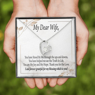 Gift To Wife My Dear Wife Forever Love Necklace Cz Heart Pendant Stainless Steel or 18k Gold - Forever Love Necklace Gift Idea For Woman