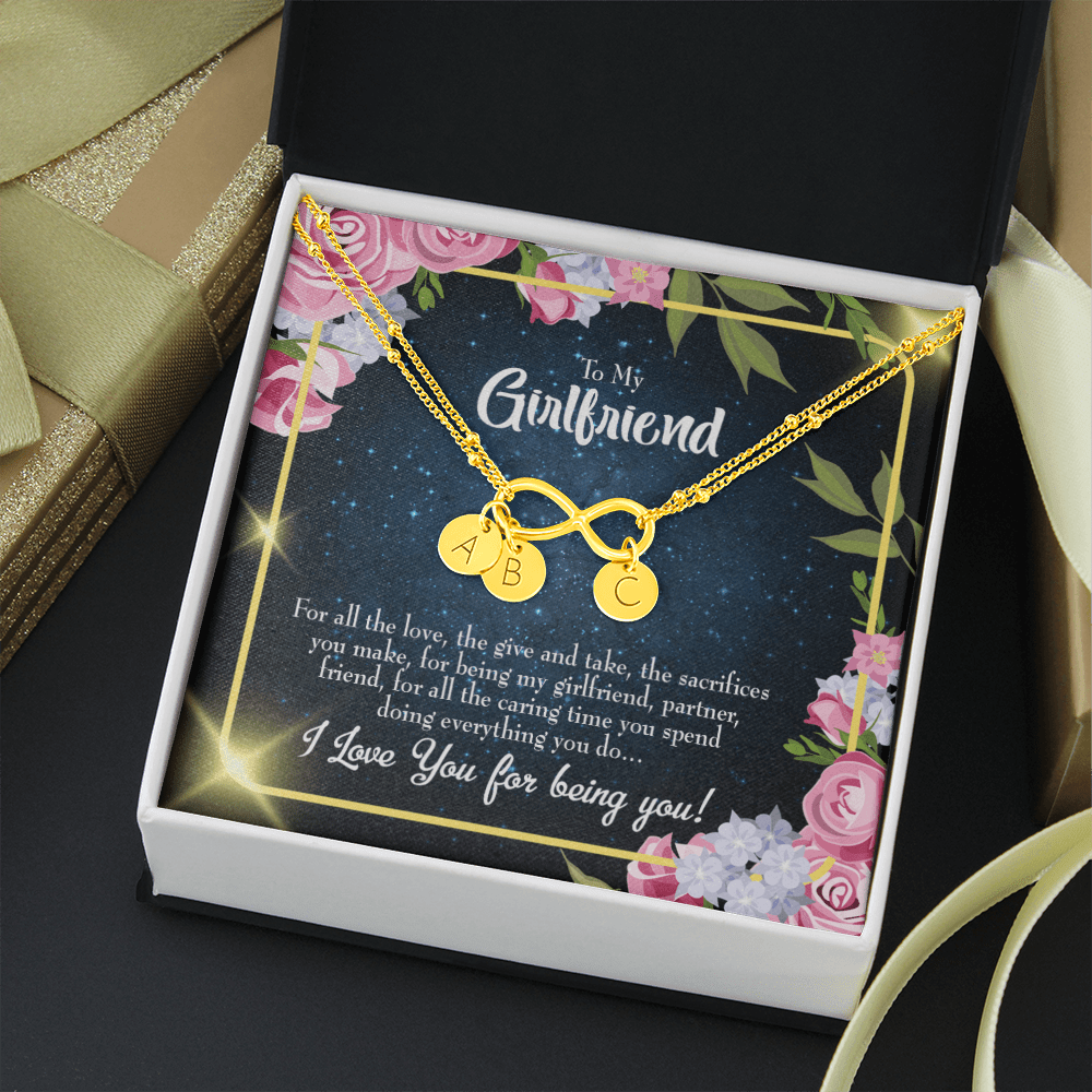 To My Girlfriend Being You Infinity Bracelet With Initial Charms - Infinity Bracelet