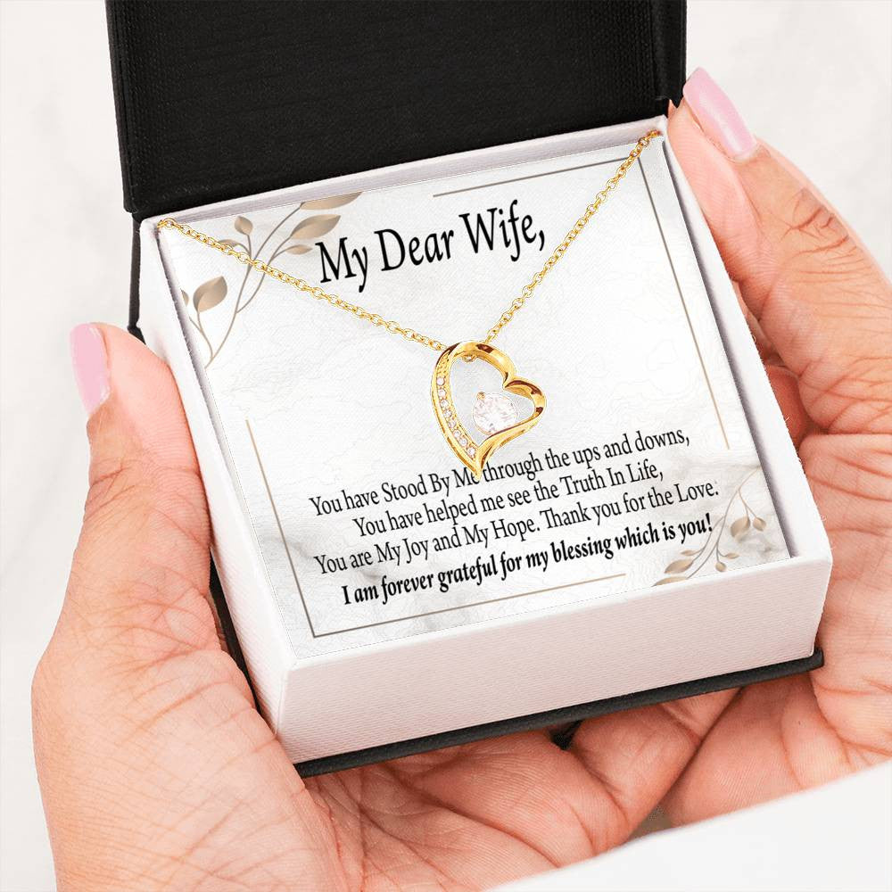 Gift To Wife My Dear Wife Forever Love Necklace Cz Heart Pendant Stainless Steel or 18k Gold - Forever Love Necklace Gift Idea For Woman