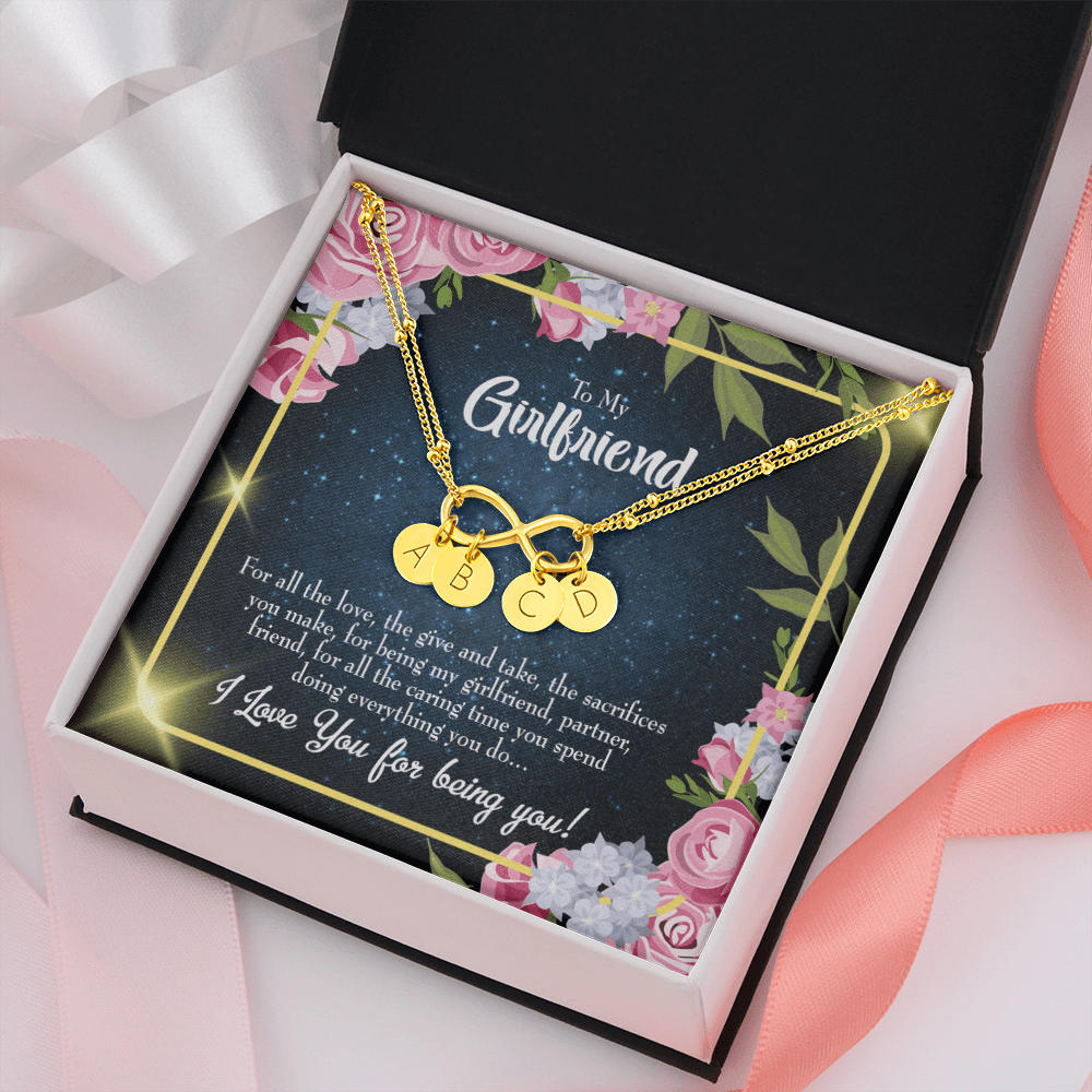 To My Girlfriend Being You Infinity Bracelet With Initial Charms - Infinity Bracelet