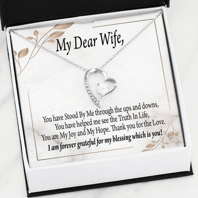 Gift To Wife My Dear Wife Forever Love Necklace Cz Heart Pendant Stainless Steel or 18k Gold - Forever Love Necklace Gift Idea For Woman