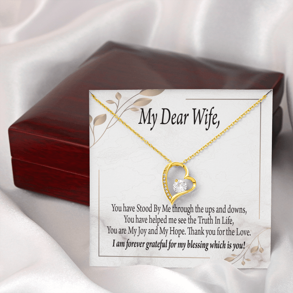 Gift To Wife My Dear Wife Forever Love Necklace Cz Heart Pendant Stainless Steel or 18k Gold - Forever Love Necklace Gift Idea For Woman