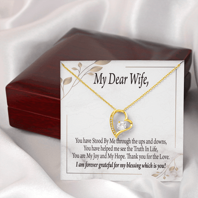 Gift To Wife My Dear Wife Forever Love Necklace Cz Heart Pendant Stainless Steel or 18k Gold - Forever Love Necklace Gift Idea For Woman
