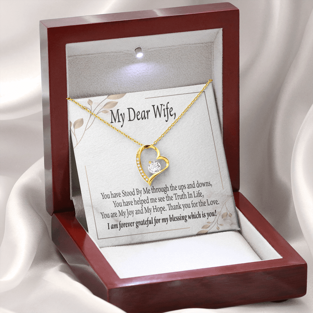 Gift To Wife My Dear Wife Forever Love Necklace Cz Heart Pendant Stainless Steel or 18k Gold - Forever Love Necklace Gift Idea For Woman
