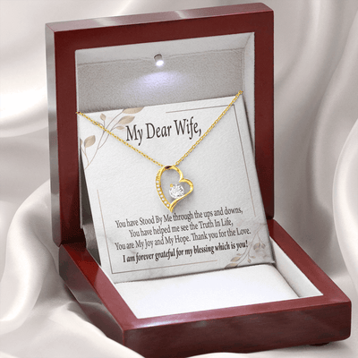 Gift To Wife My Dear Wife Forever Love Necklace Cz Heart Pendant Stainless Steel or 18k Gold - Forever Love Necklace Gift Idea For Woman