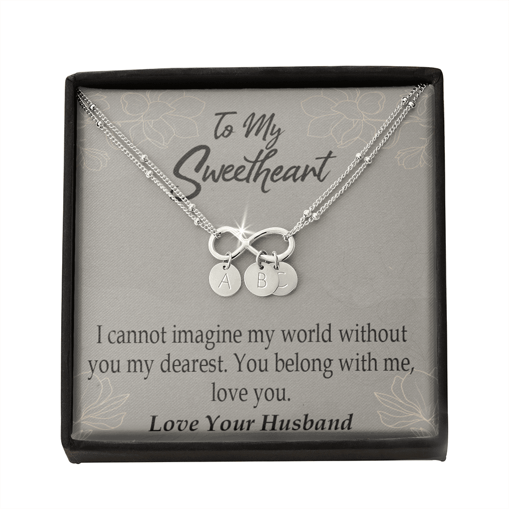 To My Wife You Belong With Me Infinity Bracelet With Initial Charms - Infinity Bracelet