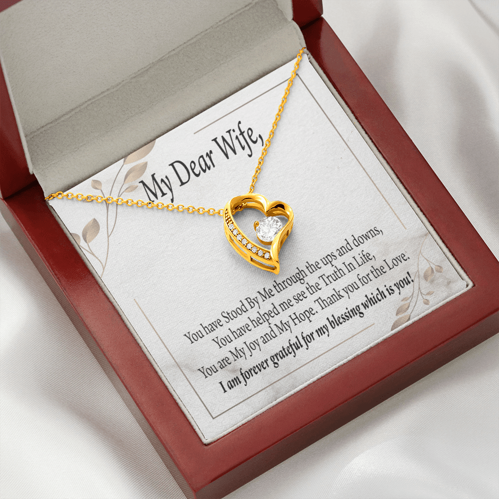 Gift To Wife My Dear Wife Forever Love Necklace Cz Heart Pendant Stainless Steel or 18k Gold - Forever Love Necklace Gift Idea For Woman