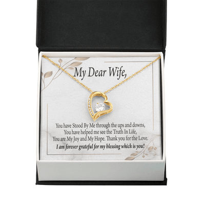 Gift To Wife My Dear Wife Forever Love Necklace Cz Heart Pendant Stainless Steel or 18k Gold - Forever Love Necklace Gift Idea For Woman