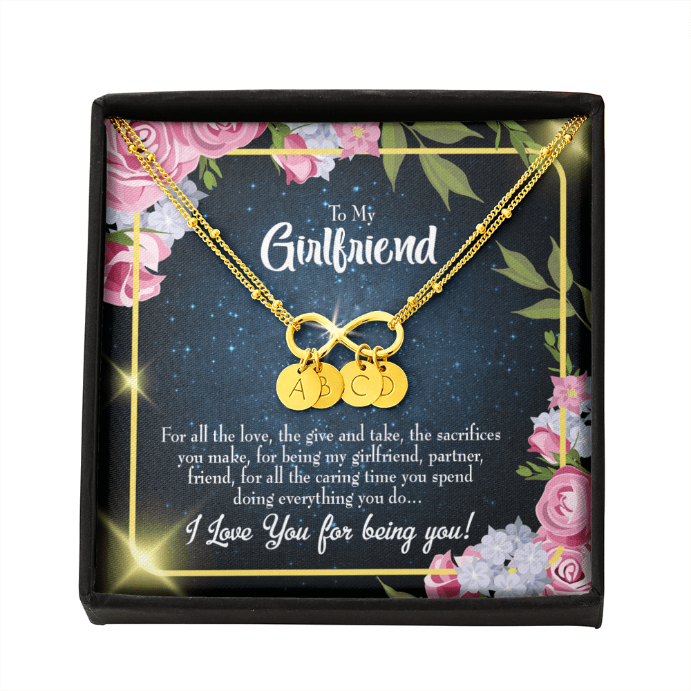 To My Girlfriend Being You Infinity Bracelet With Initial Charms - Infinity Bracelet