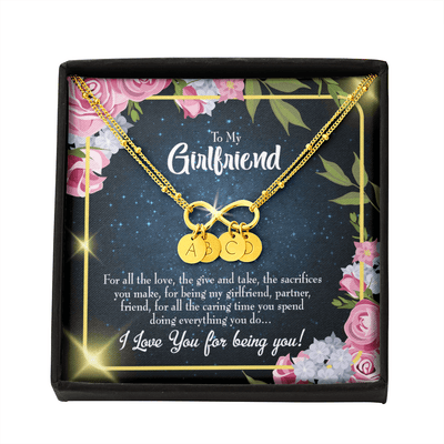 To My Girlfriend Being You Infinity Bracelet With Initial Charms - Infinity Bracelet