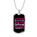 To My Girlfriend Super Cool Girlfriend Pink Necklace Stainless Steel or 18k Gold Dog Tag 24" Chain - Luxury Love Messages Dog Tag Gifts For Man, Woman