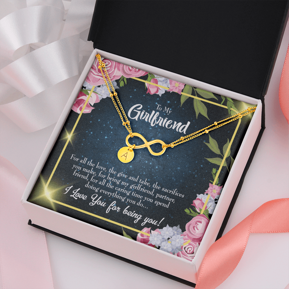 To My Girlfriend Being You Infinity Bracelet With Initial Charms - Infinity Bracelet