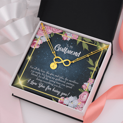 To My Girlfriend Being You Infinity Bracelet With Initial Charms - Infinity Bracelet