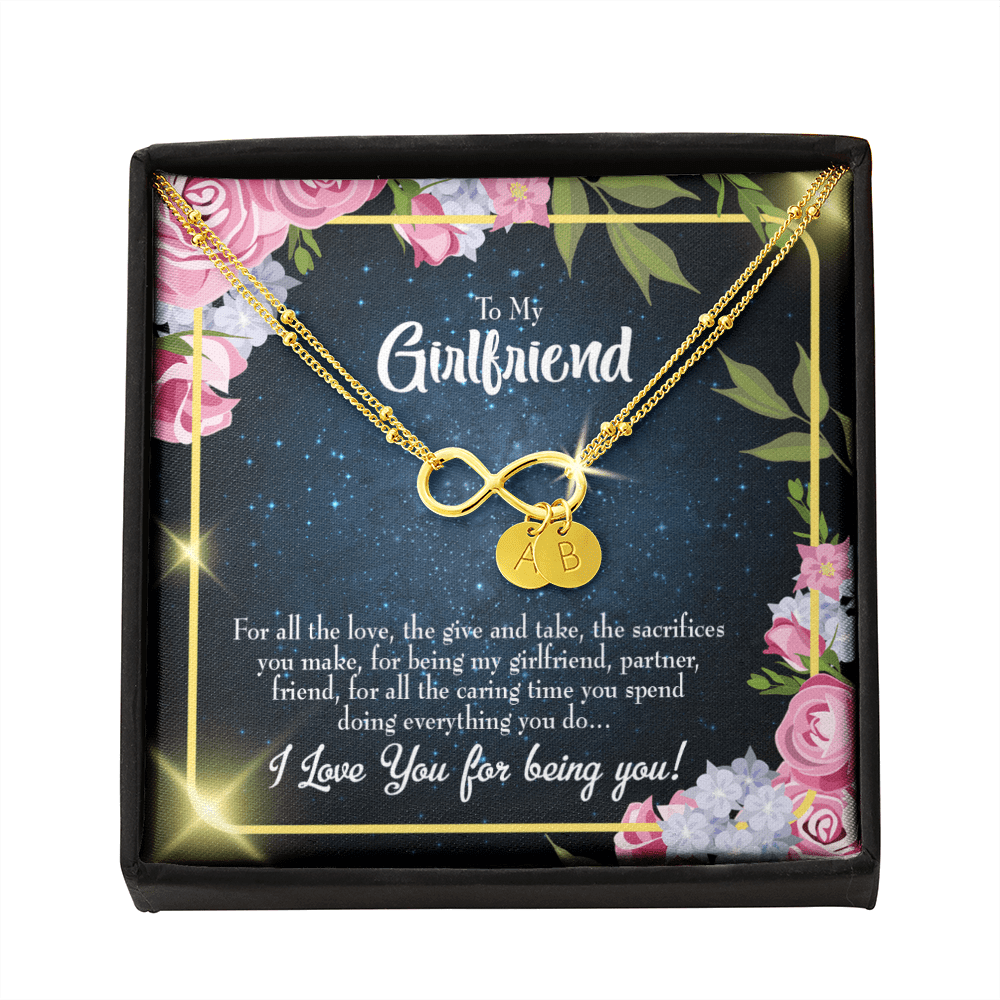 To My Girlfriend Being You Infinity Bracelet With Initial Charms - Infinity Bracelet