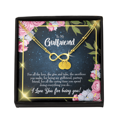To My Girlfriend Being You Infinity Bracelet With Initial Charms - Infinity Bracelet