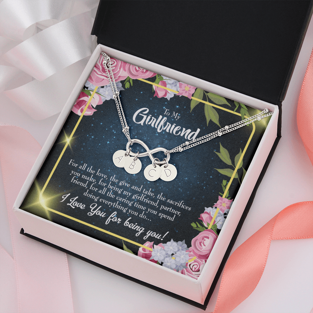 To My Girlfriend Being You Infinity Bracelet With Initial Charms - Infinity Bracelet