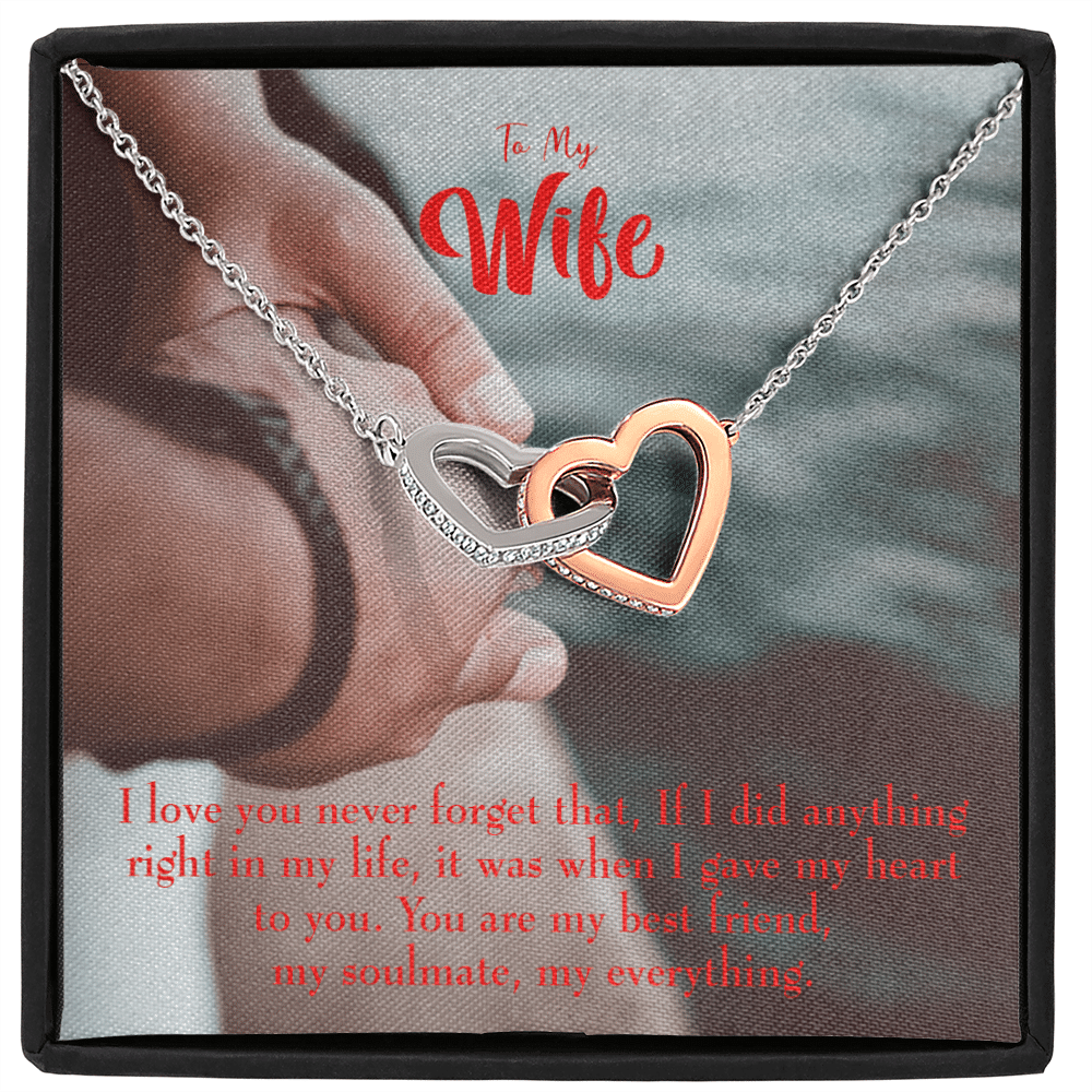 Wife Gift For Wife Birthday My Soulmate My Everything Inseparable Love Pendant 18k Rose Gold Finish 16� - Interlocking Hearts Necklace