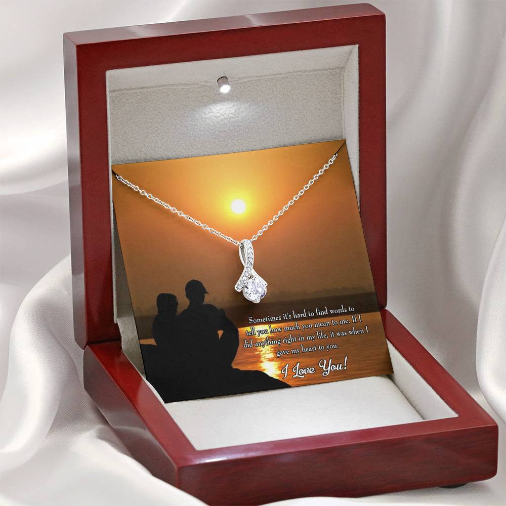 To My Girlfriend You Have My Heart Message Card W Mahogany Style Luxury Box Eternity Ribbon Stone Necklace - Alluring Beauty Necklace Gift For Her