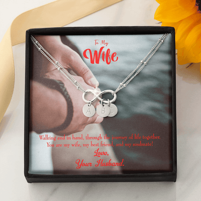 To My Wife To My Soulmate Infinity Bracelet With Initial Charms - Infinity Bracelet