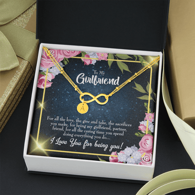 To My Girlfriend Being You Infinity Bracelet With Initial Charms - Infinity Bracelet