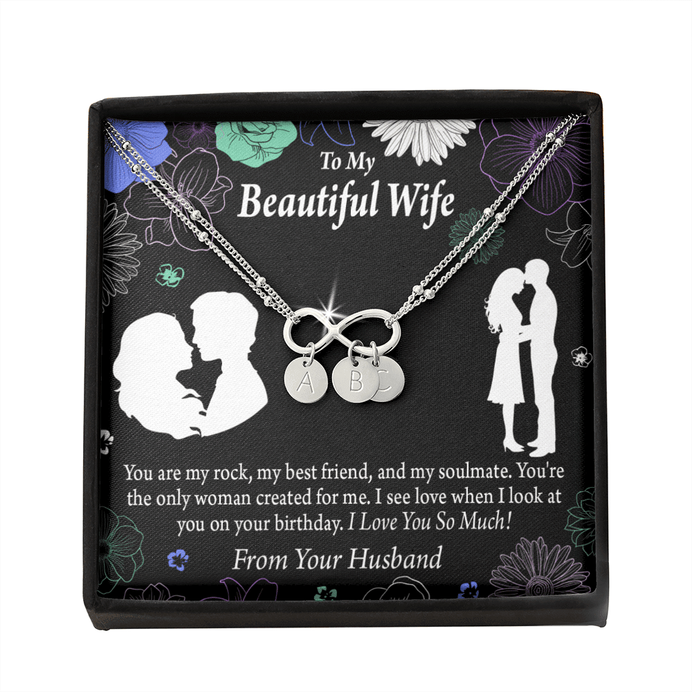 To My Wife My Rock Infinity Bracelet With Initial Charms - Infinity Bracelet