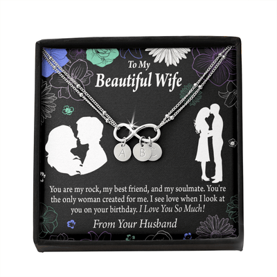 To My Wife My Rock Infinity Bracelet With Initial Charms - Infinity Bracelet