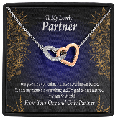 To My Partner In Everything Inseparable Pendant 18k Rose Gold Finish 16� Life Partner Keepsake Card - Interlocking Hearts Necklace