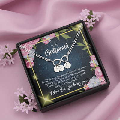 To My Girlfriend Being You Infinity Bracelet With Initial Charms - Infinity Bracelet