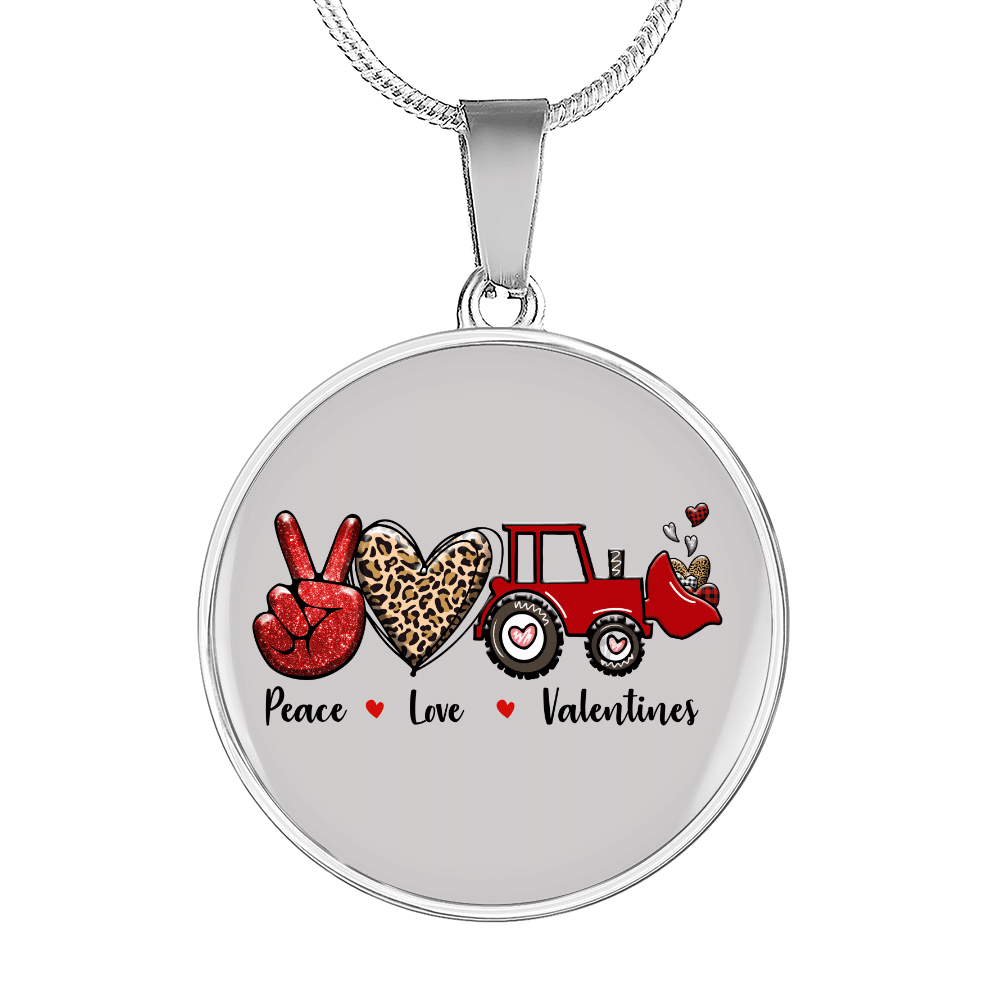 Girlfriend Gift Peace Love Valentines Circle Necklace Stainless Steel or 18k Gold 18-22 - Luxury Circle Pendant Bangle Bracelet Meanful Gift Idea For Her/Him