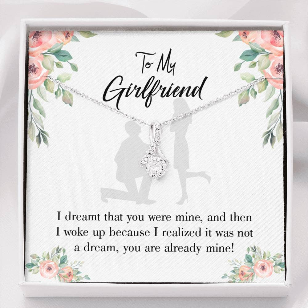 Girlfriend Gift Already Mine Eternity Ribbon Stone Pendant 14K White Gold Stainless Steel Jewelry Gift  - Alluring Beauty Necklace Gift For Her