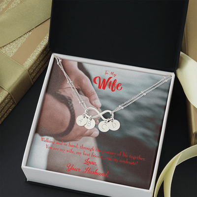 To My Wife To My Soulmate Infinity Bracelet With Initial Charms - Infinity Bracelet